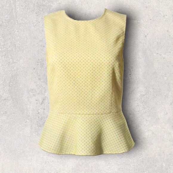 Club Monaco Yellow Polkadot Sleeveless Peplum Top and Mini Skirt Set, Size 4 - Picture 3 of 6
